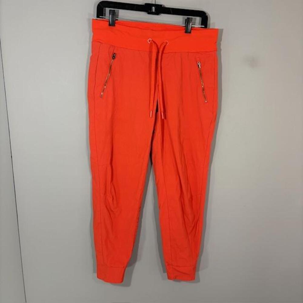 Athleta Jogger Pants Womens 8 Orange Trekkie North Ankle Zip Pockets Stretch